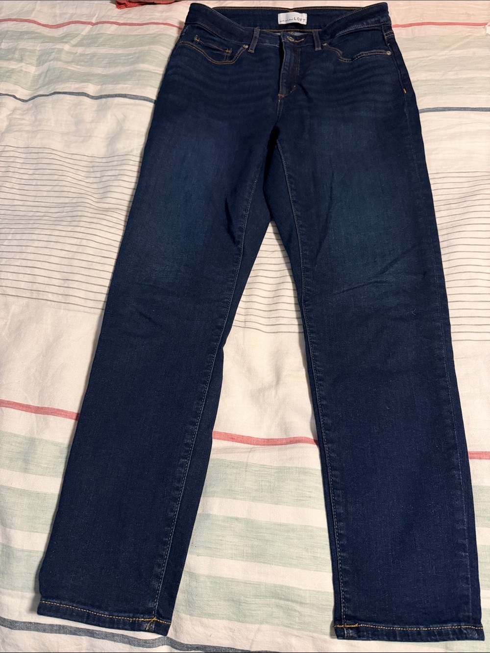 LOFT Dark Indigo Straight-Leg Jeans ( the curvy skinny)